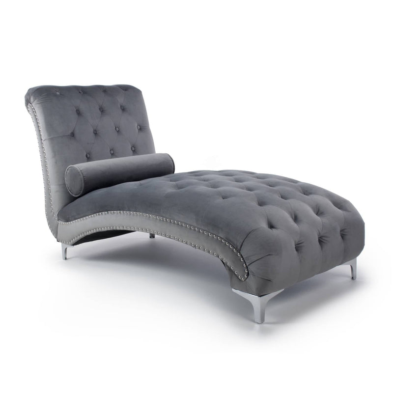 Falaise Buttoned Grey Chaise