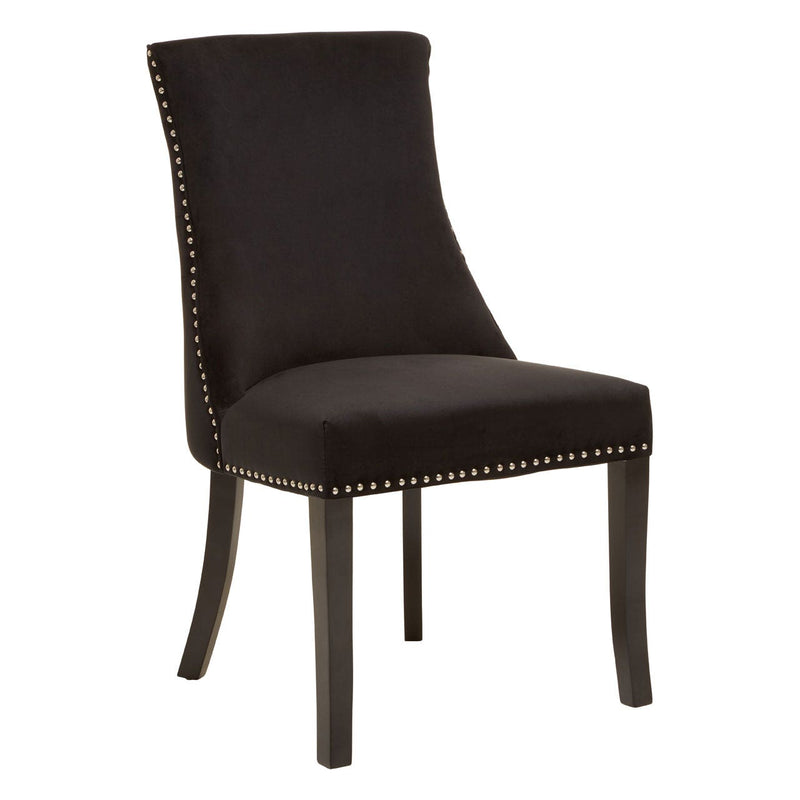 Black Velvet Buttoned Townhouse Dining Chair