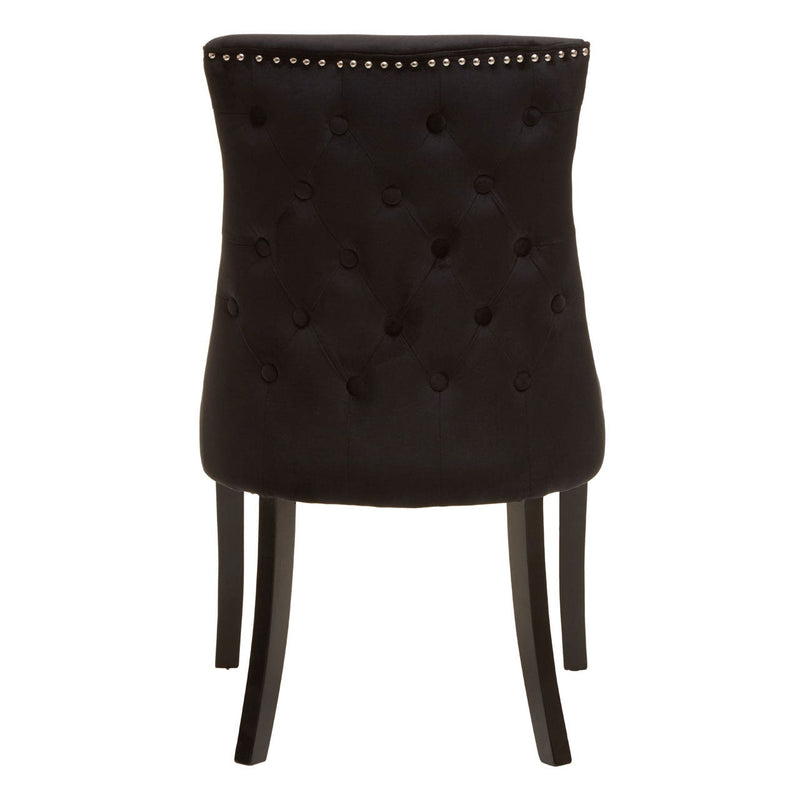 Black Velvet Buttoned Townhouse Dining Chair