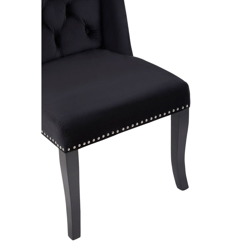 Wingback Black Velvet Dining Chair