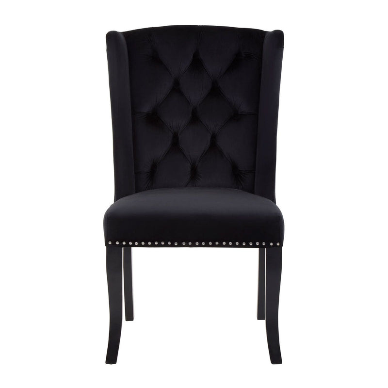 Wingback Black Velvet Dining Chair