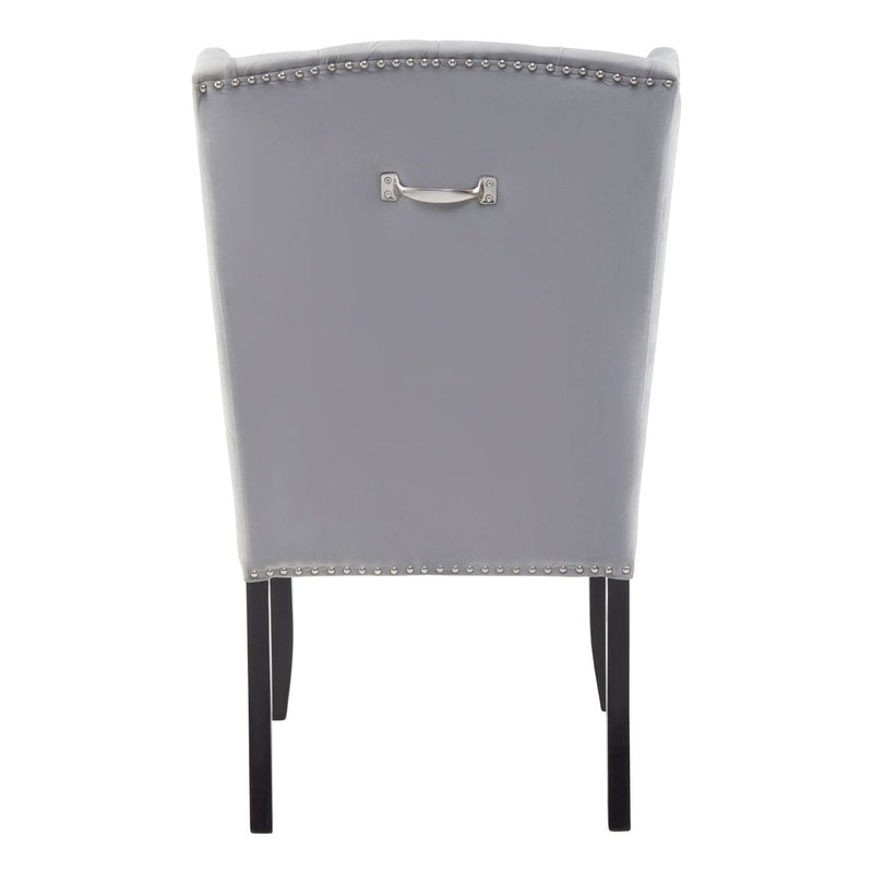 Wingback Grey Velvet Dining Chair