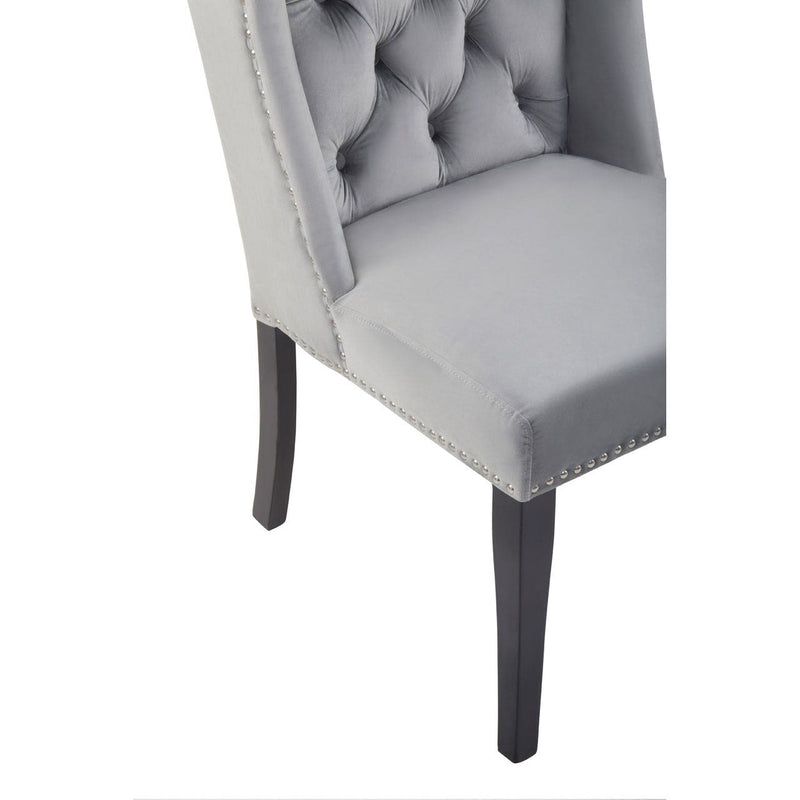 Wingback Grey Velvet Dining Chair